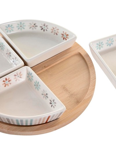 Bandeja de Aperitivos DKD Home Decor 21,5 x 21,5 x 1 cm Multicolor Gres