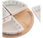 Snack tray DKD Home Decor 21,5 x 21,5 x 1 cm Multicolour Stoneware