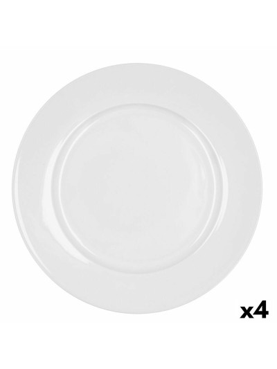 Flat plate Bidasoa Glacial Ala Ancha Ceramic White Ø 30 cm (Pack 4x)