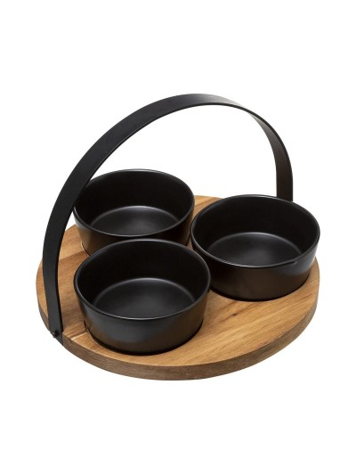 Ensemble à apértif Secret de Gourmet Noir Grès 4 Pièces (Ø 21 cm)