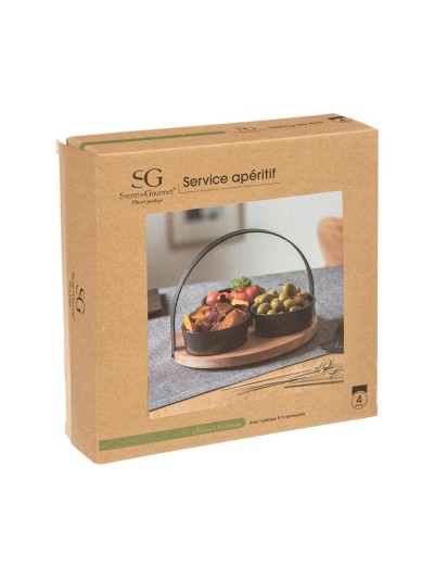 Appetizer Set Secret de Gourmet Black Stoneware 4 Pieces (Ø 21 cm)