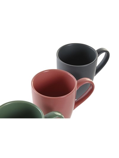 Juego de 4 Tazas Mug DKD Home Decor Verde Rosa Natural Gris oscuro Gres 160 ml 17 x 12 x 39 cm