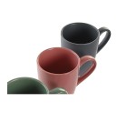 Juego de 4 Tazas Mug DKD Home Decor Verde Rosa Natural Gris oscuro Gres 160 ml 17 x 12 x 39 cm