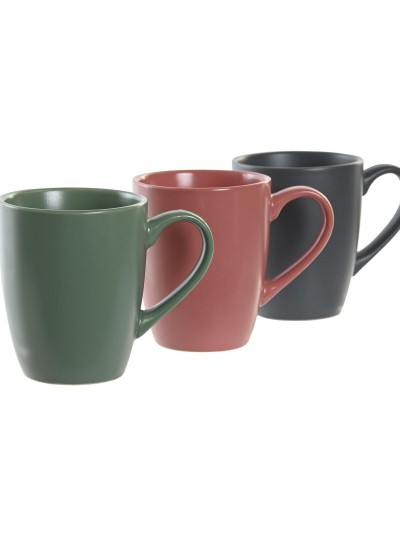 Juego de 4 Tazas Mug DKD Home Decor Verde Rosa Natural Gris oscuro Gres 160 ml 17 x 12 x 39 cm