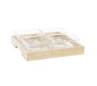 Snack tray DKD Home Decor Natural Bamboo Aluminium Crystal 280 ml 21 x 21 x 6 cm