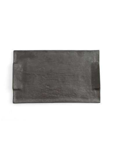 Snack tray Quid Mineral Gres Black Ceramic 30 x 18 cm (6 Units)