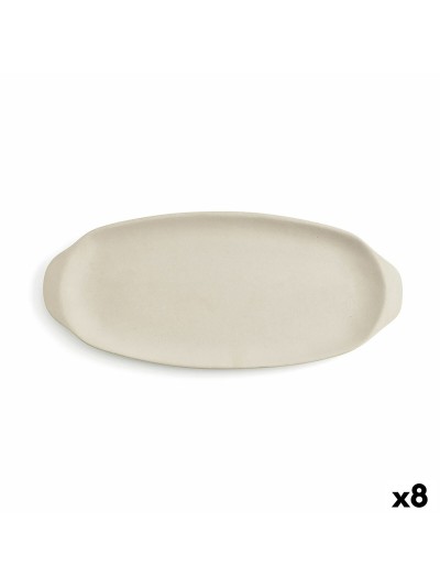 Bandeja de Aperitivos Quid Mineral Gres Beige Cerámica 13 x 30,5 cm (8 Unidades)