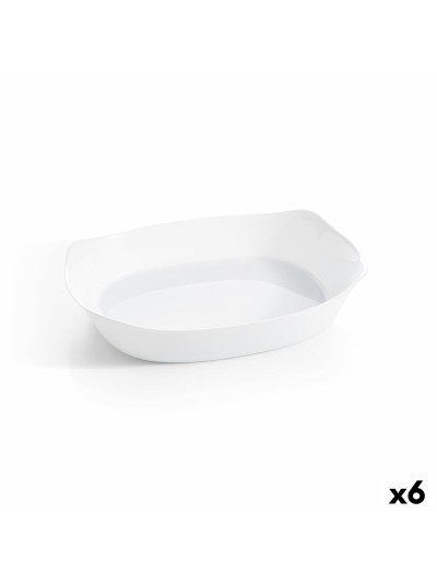Fuente de Cocina Luminarc Smart Cuisine Rectangular Blanco Vidrio 38 x 27 cm (6 Unidades)