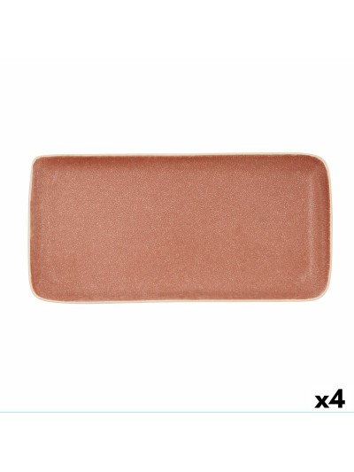 Snack tray Bidasoa Gio Brown Ceramic Rectangular 28 x 14 cm (4 Units)