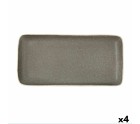 Bandeja de Aperitivos Bidasoa Gio Rectangular Gris 28 x 14 cm Cerámica (4 Unidades)