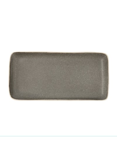 Bandeja de Aperitivos Bidasoa Gio Rectangular Gris 28 x 14 cm Cerámica (4 Unidades)