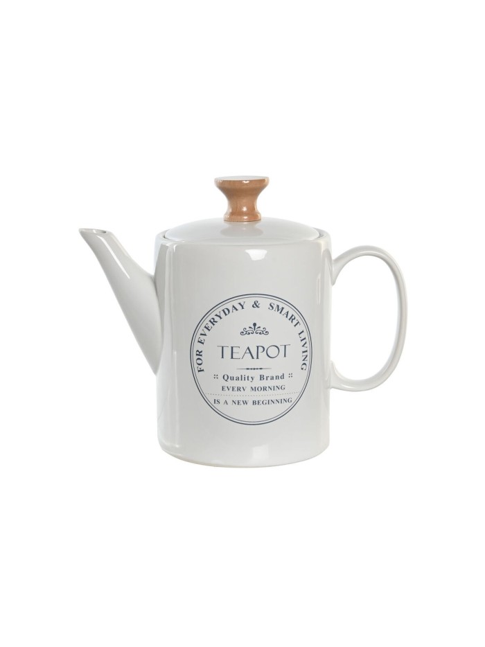 Teapot DKD Home Decor White Stoneware 1 L