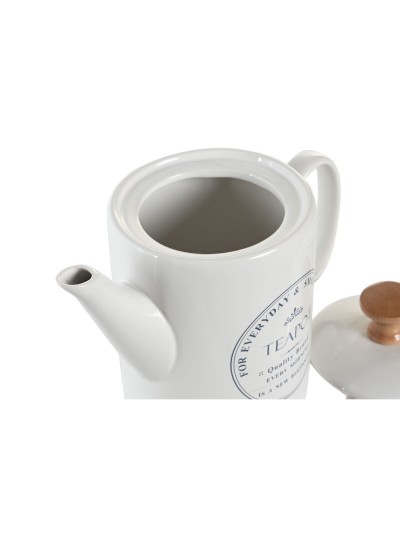 Teapot DKD Home Decor White Stoneware 1 L
