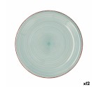 Plato Llano Quid Vita Aqua Turquesa Cerámica Ø 27 cm (12 Unidades)