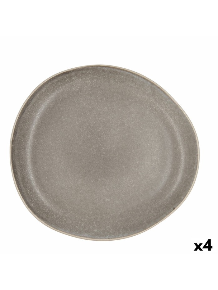 Assiette plate Bidasoa Gio Irrégulier Gris Céramique 26,5 cm (4 Unités)