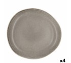 Plato Llano Bidasoa Gio Irregular Gris Cerámica 26,5 cm (4 Unidades)