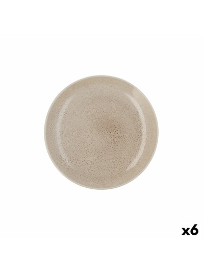 Plato Llano Ariane Porous Cerámica Beige Ø 27 cm (6 Unidades)