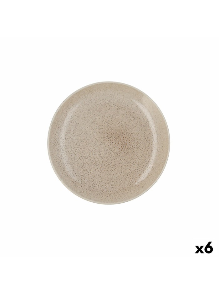 Flat plate Ariane Porous Ceramic Beige Ø 27 cm (6 Units)