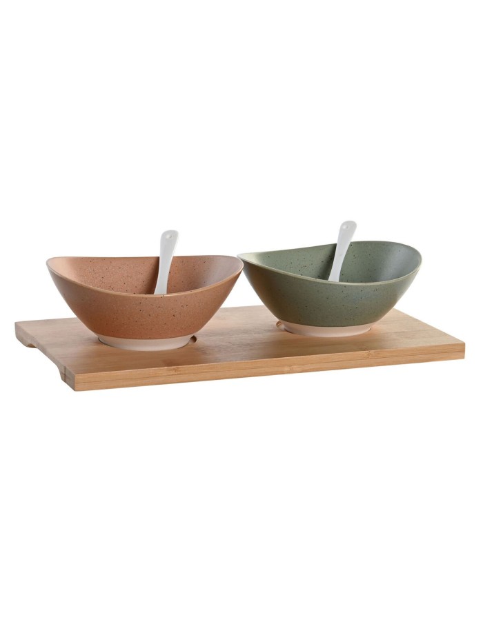 Appetizer Set DKD Home Decor 29 x 15,5 x 1,5 cm Porcelain Multicolour Bamboo Scandinavian