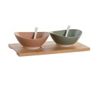 Set de Aperitivo DKD Home Decor 29 x 15,5 x 1,5 cm Porcelana Multicolor Bambú Escandinavo