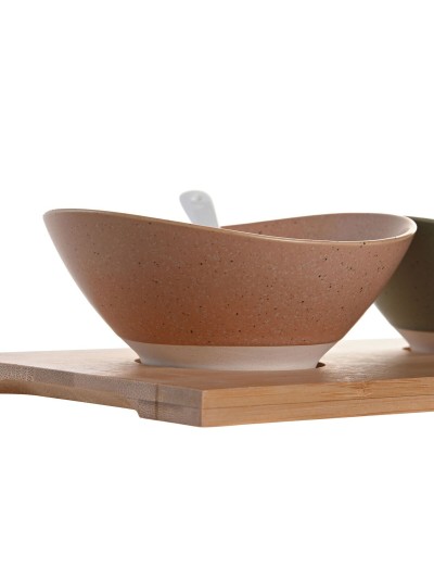 Set de Aperitivo DKD Home Decor 29 x 15,5 x 1,5 cm Porcelana Multicolor Bambú Escandinavo