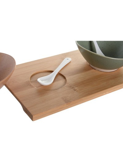Set de Aperitivo DKD Home Decor 29 x 15,5 x 1,5 cm Porcelana Multicolor Bambú Escandinavo