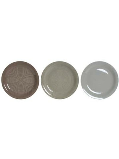 Assiettes DKD Home Decor Marron Gris Grès 26,5 x 26,5 x 3 cm 18 Pièces