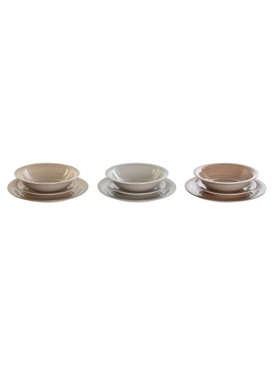 Assiettes DKD Home Decor Marron Gris Grès 26,5 x 26,5 x 3 cm 18 Pièces