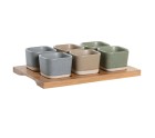 Set de Aperitivo DKD Home Decor 21,6 x 15 x 1,5 cm Porcelana Multicolor Bambú Escandinavo