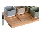 Appetizer Set DKD Home Decor 21,6 x 15 x 1,5 cm Porcelain Multicolour Bamboo Scandinavian