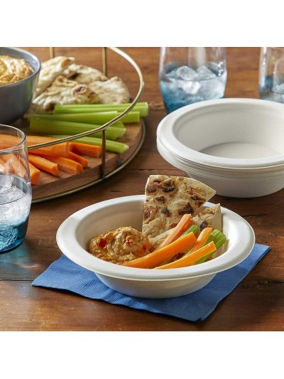 Plate set Algon White Sugar Cane Disposable 350 ml 12 Units