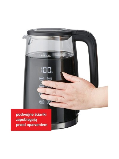 Hervidor Feel Maestro MR-049 Negro Transparente Cristal Vidrio de Borosilicato 2200 W 1,7 L