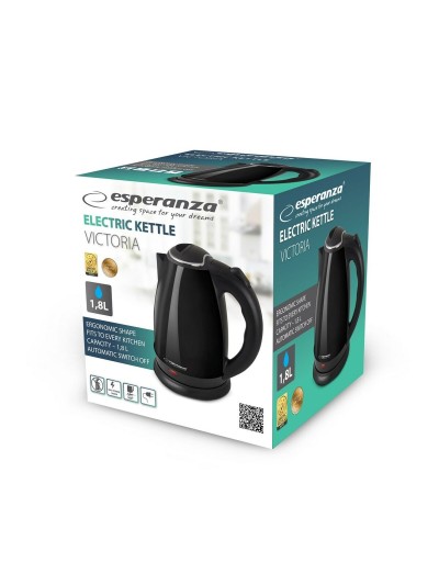 Hervidor Esperanza EKK113K Negro Acero Inoxidable Plástico 1800 W 1,8 L