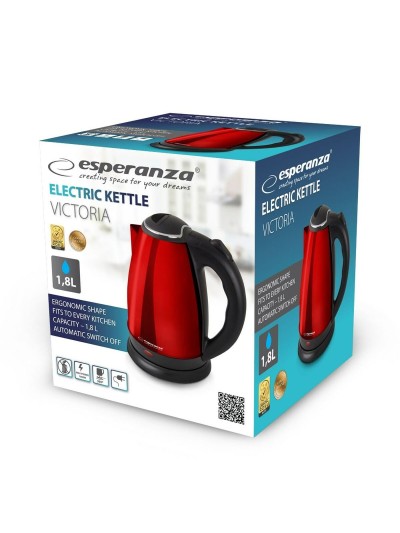 Hervidor Esperanza EKK113R Negro Rojo Acero Inoxidable Plástico 1800 W 1,8 L