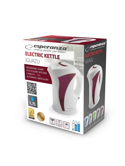 Hervidor Esperanza EKK018R Blanco Rojo Plástico 2200 W 1,7 L