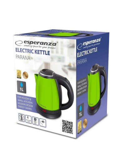 Hervidor Esperanza EKK128G Negro Verde Acero Inoxidable Plástico 1350 W 1 L
