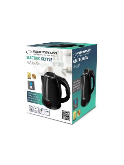 Kettle Esperanza EKK128K Black Stainless steel Plastic 1350 W 1 L