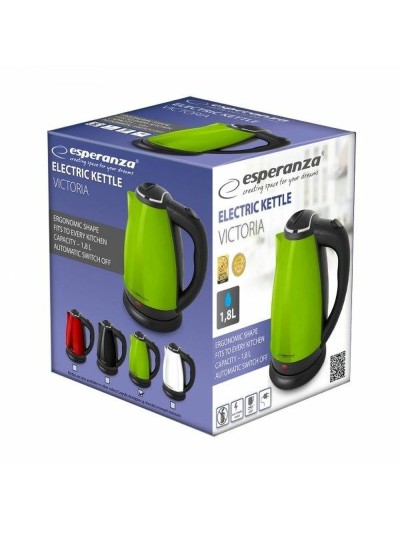 Bouilloire Esperanza EKK113G Noir Vert plástico,acero inoxidable 1800 W 1,8 L
