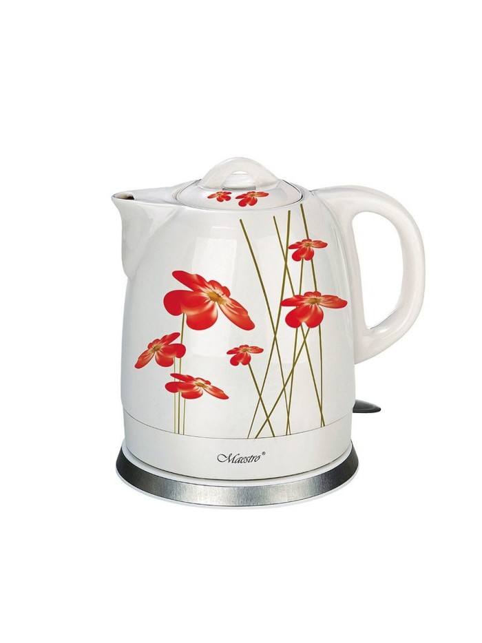 Water Kettle and Electric Teakettle Feel Maestro MR-066 Red Flowers White Red Ceramic 1200 W 1,5 L