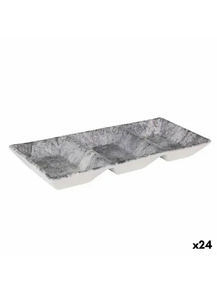 Plateau apéritif La Mediterránea Stonehenge 3 Compartiments 25 x 11 x 3 cm (24 Unités)