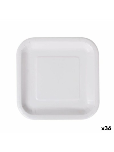 Set de Platos Algon Desechables Blanco Cartón Cuadrado 20 cm (36 Unidades)