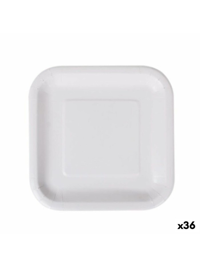 Set de Platos Algon Desechables Blanco Cartón Cuadrado 20 cm (36 Unidades)