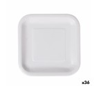 Plate set Algon Disposable White Cardboard Squared 20 cm (36 Units)