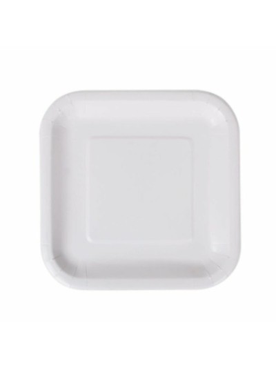 Plate set Algon Disposable White Cardboard Squared 20 cm (36 Units)