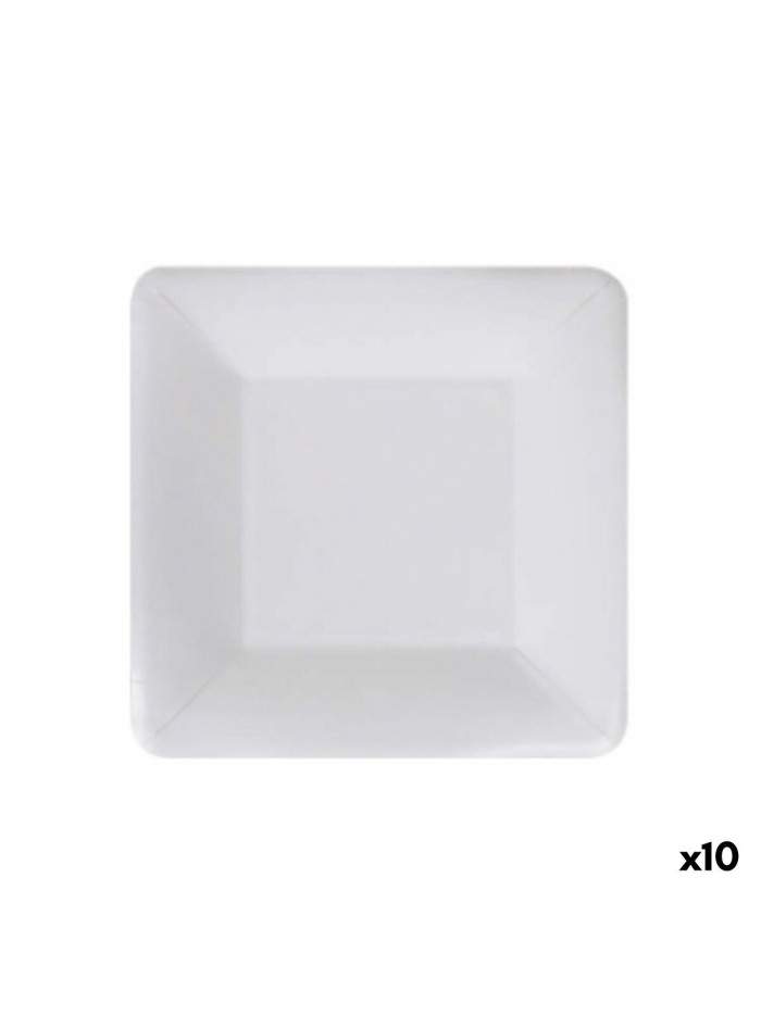 Set de Platos Algon Desechables Blanco Cartón Cuadrado 18 cm (10 Unidades)