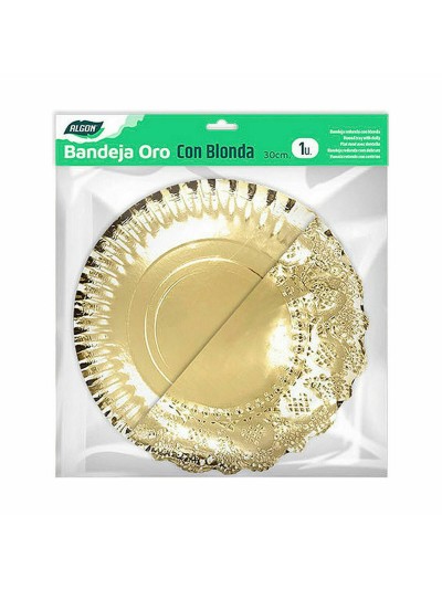 Plateau apéritif Algon Doré Ronde 30 x 30 x 1,5 cm (48 Unités)