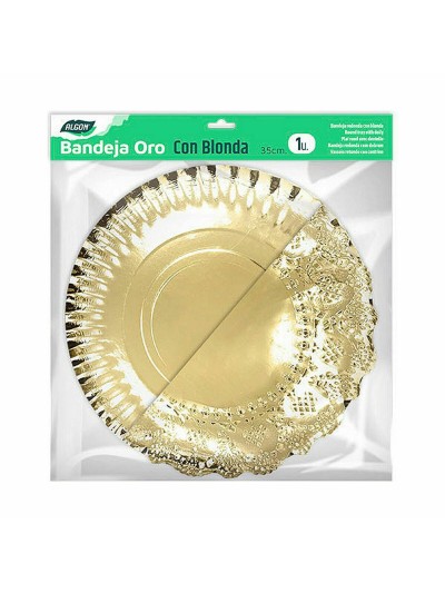 Plateau apéritif Algon Doré Ronde 35 x 35 x 2 cm (48 Unités)