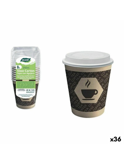 Set de Vasos Algon Cartón Café 8 Piezas 250 ml (36 Unidades)