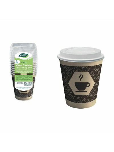 Set de Vasos Algon Cartón Café 8 Piezas 250 ml (36 Unidades)