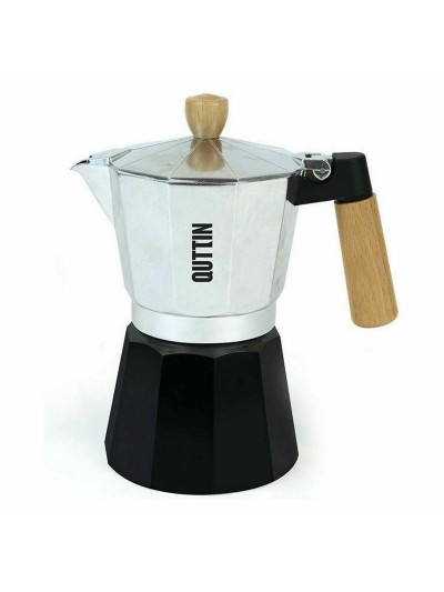 Italian Coffee Pot Quttin Wood Aluminium 9 Cups (6 Units)